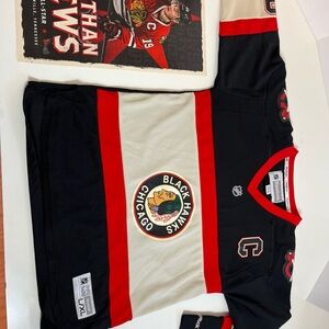 Reebok Black and Red Chicago Blackhawks Jersey